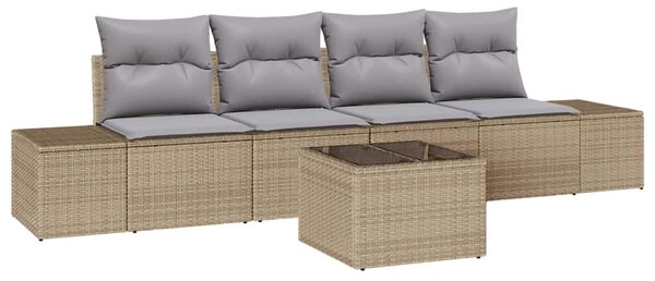 Set pohovek 5 ks Béžová a Světle šedá polyratan 3346930