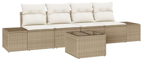 Set pohovek 5 ks Béžová a krémová polyratan 3346931