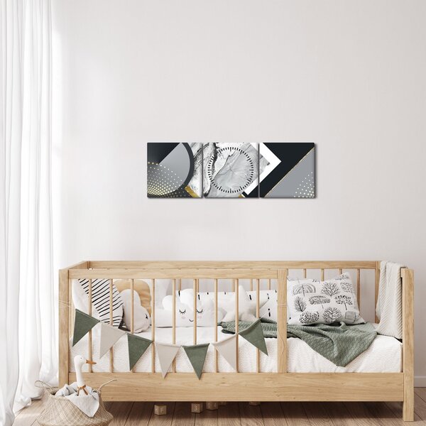 Obraz - Texturoavná koláž (s hodinami) (90x30 cm)