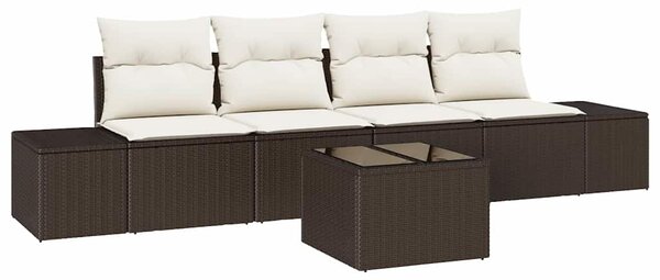 Set pohovek 5 ks Hnědá a krémová polyratan 3346928
