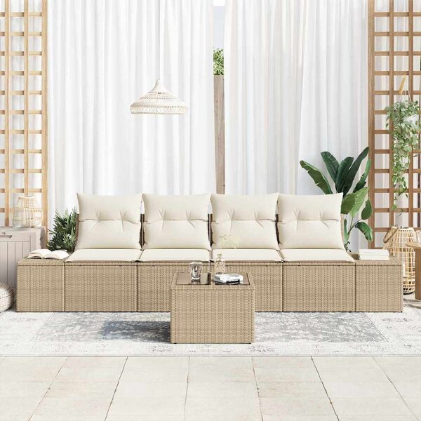 Set pohovek 5 ks Béžová a krémová polyratan 3346931