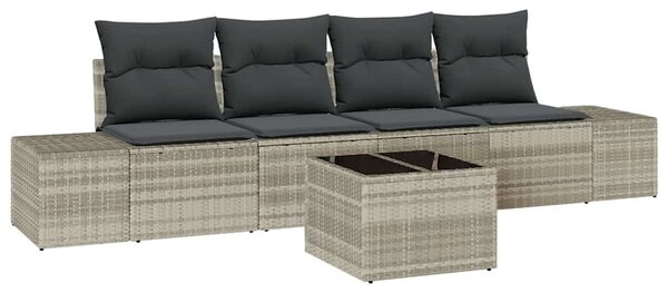 Set pohovek 5 ks Světle šedá polyratan 3346932