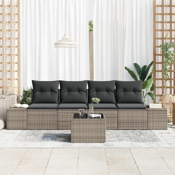 Set pohovek 5 ks Šedá polyratan 3346929