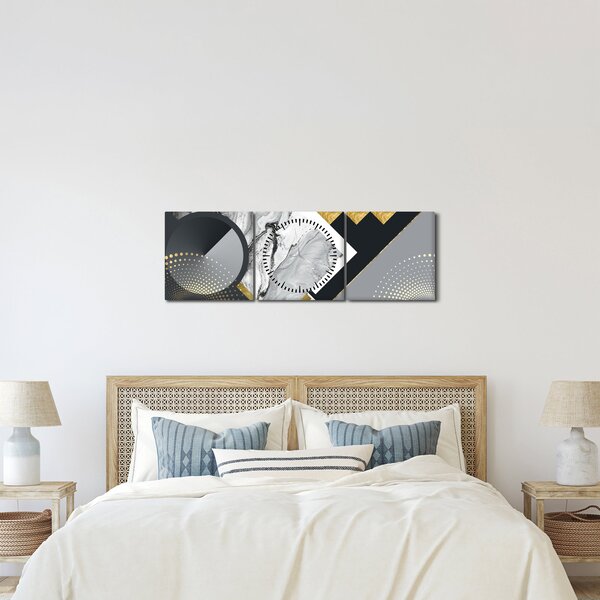 Obraz - Texturoavná koláž (s hodinami) (90x30 cm)