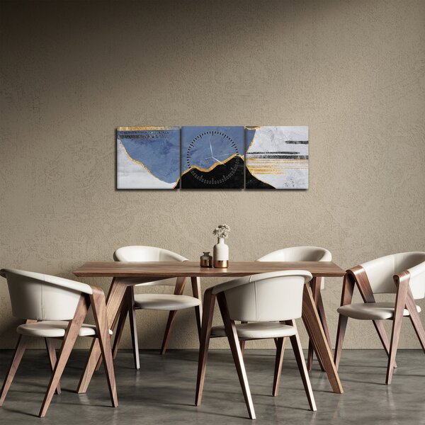 Obraz - Texturované tvary (s hodinami) (90x30 cm)