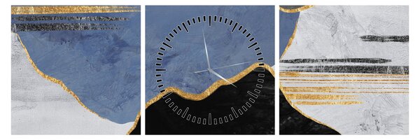 Obraz - Texturované tvary (s hodinami) (90x30 cm)