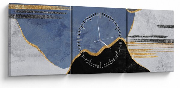 Obraz - Texturované tvary (s hodinami) (90x30 cm)