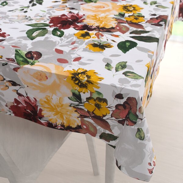 Biante Bavlněný obdélníkový ubrus Sandra SA-217 Velké žluté květy 50x100 cm