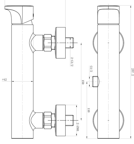 Cersanit Inverto sprchová baterie nastěnná zlatá S951-292