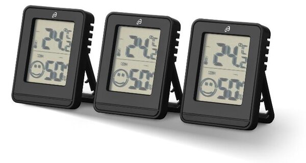 Auriol® Teploměr a vlhkoměr, 3dílná sada (černá) (100384256002)