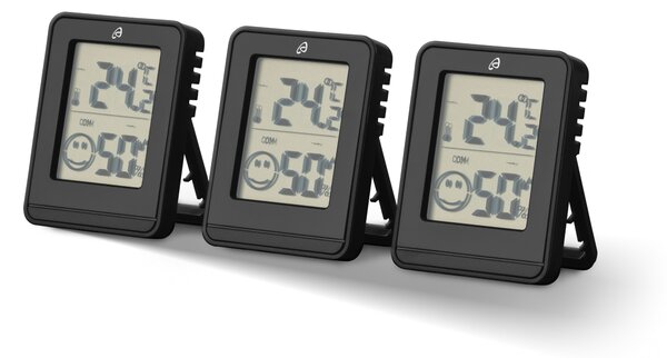 Auriol® Teploměr a vlhkoměr, 3dílná sada (černá) (100384256002)