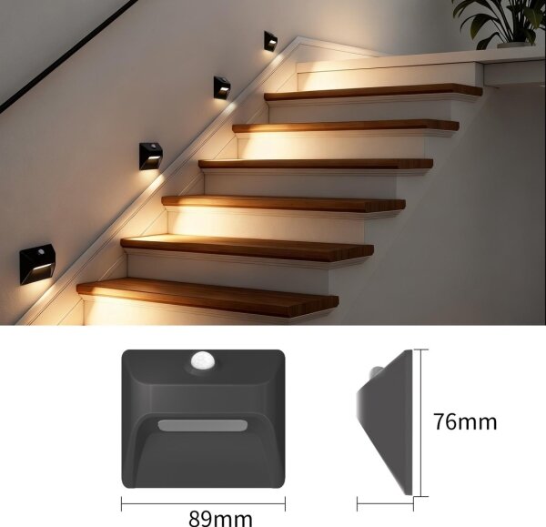 Immax 08307L - LED Nab schod sv se senz STEP LIGHT 0,3W/3,7V 2200 mAh IP53 černá