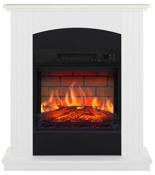 Elektrický krb ArtiFlame Collins AF18B bílý – volně stojící krb s LED plamenem, topný výkon 1,8 kW, pro místnosti do 30 m², rám z MDF