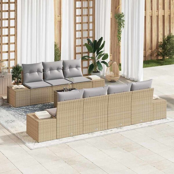 Sada zahradních pohovek 8 ks Beige a šedá polyratan 3355639