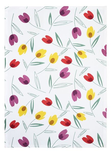 Utěrka DEKORO tulipány bílopestrá 50 x 70 cm