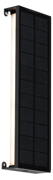 Venkovní nástěnné svítidlo černé 30 cm včetně LED 4-stupňové stmívání se solárním panelem - Serena