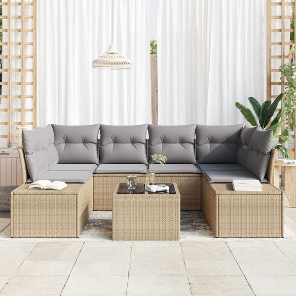 Sada zahradních pohovek 8 ks Beige a šedá polyratan 3355629