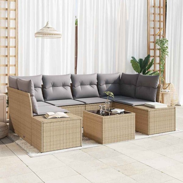 Sada zahradních pohovek 8 ks Beige a šedá polyratan 3355629