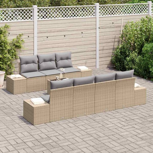 Sada zahradních pohovek 8 ks Beige a šedá polyratan 3355639