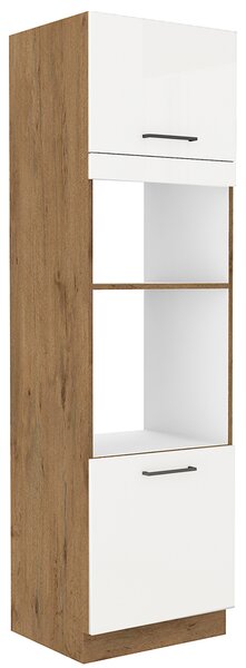 VIGO b | vysoká skříňka 60DPM-210 2F na vestavnou troubu a mikrovlnku | 60 cm | lancelot/bílá lesk