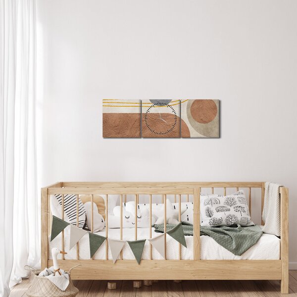 Obraz - Moderní koláž (s hodinami) (90x30 cm)