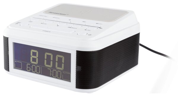 Silvercrest® Rádiový budík s Bluetooth® Surq 4 A1 s nabíjecí stanicí Qi® (bílá) (100334195002)