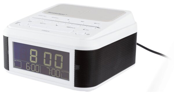 Silvercrest® Rádiový budík s Bluetooth® Surq 4 A1 s nabíjecí stanicí Qi® (bílá) (100334195002)