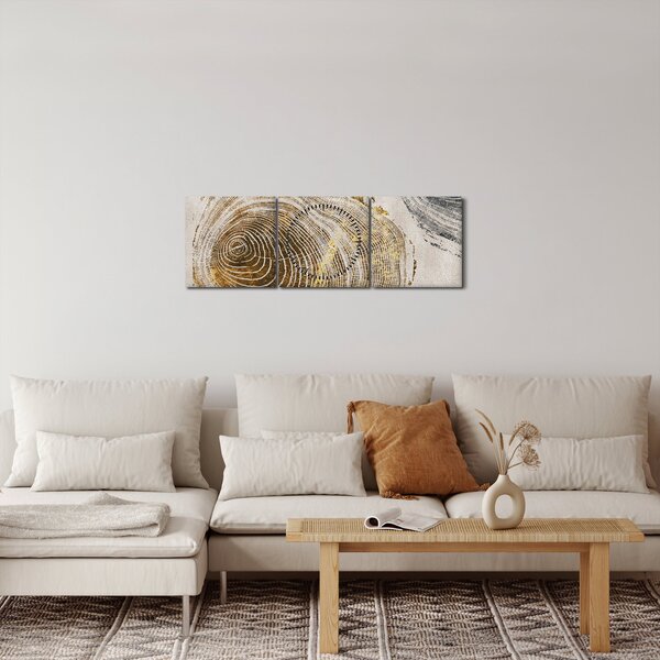 Obraz - Abstrakce kmenů (s hodinami) (90x30 cm)