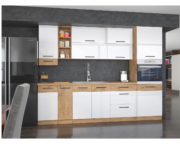 Kuchyňská linka VIGO b | 270 cm | PREMIUM BOX | UNI dvířka | lancelot/bílá lesk