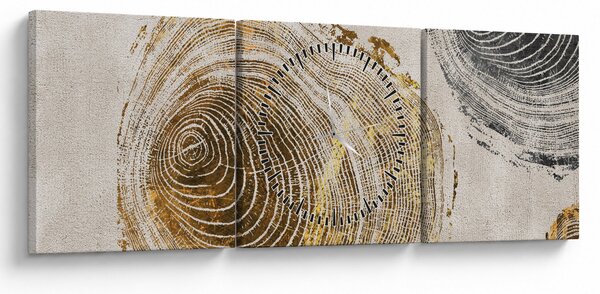 Obraz - Abstrakce kmenů (s hodinami) (90x30 cm)