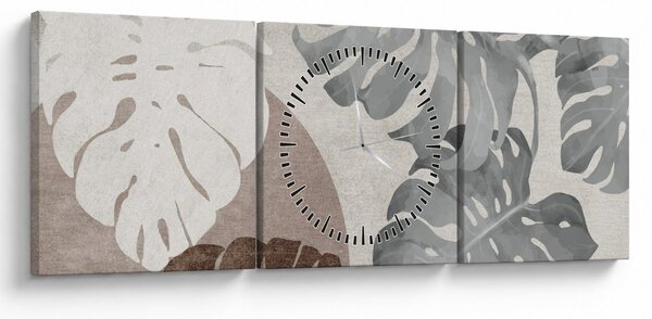 Obraz - Design s listy (s hodinami) (90x30 cm)