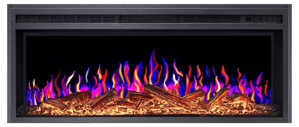 ArtiFlame Elektrický krb AF38 Multicolour Elektrický vestavný krb s ohřevem 1600W realistický 3D efekt plamene LED osvětlení Dálkové ovládání Černý