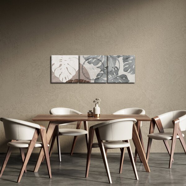 Obraz - Design s listy (s hodinami) (90x30 cm)
