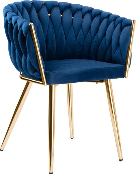 Čalouněná sametová židle COFTON gold VELVET blue