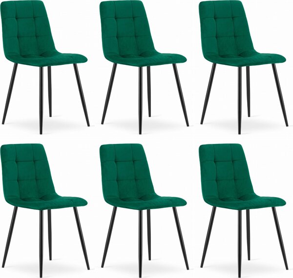 Židle CETARA, tmavě zelený sametový potah s područkami, kovové nohy, do obývacího pokoje, kanceláře, ložnice, 6 kusů