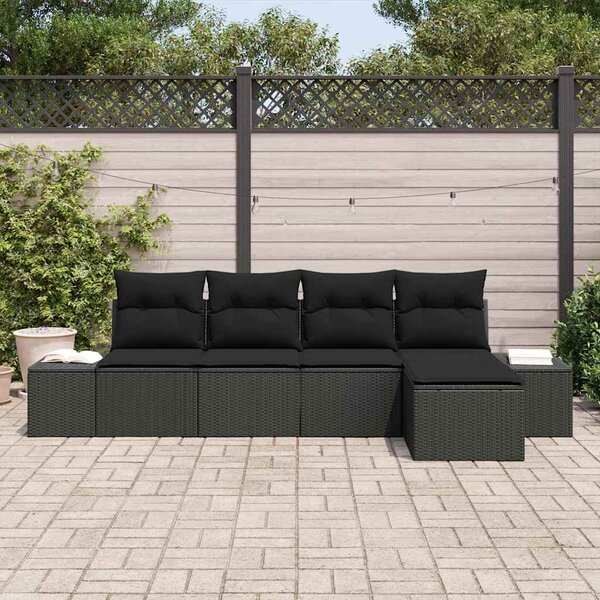 Sada zahradních pohovek 5 ks Černá polyratan 3347023