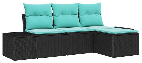 Set pohovek 4 ks Černá [Syntetika]: Poly Ratan 3347016
