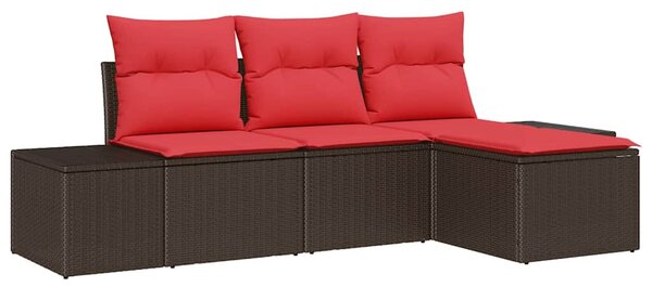 Set pohovek 4 ks Hnědá [Syntetika]: Poly Ratan 3347014