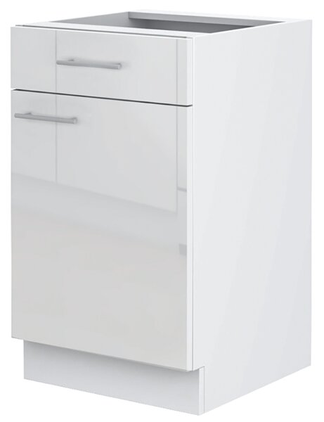 LARA wh | dolní skříňka 50D 1F1S policová se zásuvkou | 50 cm | UNI | PREMIUM BOX | bílá lesk