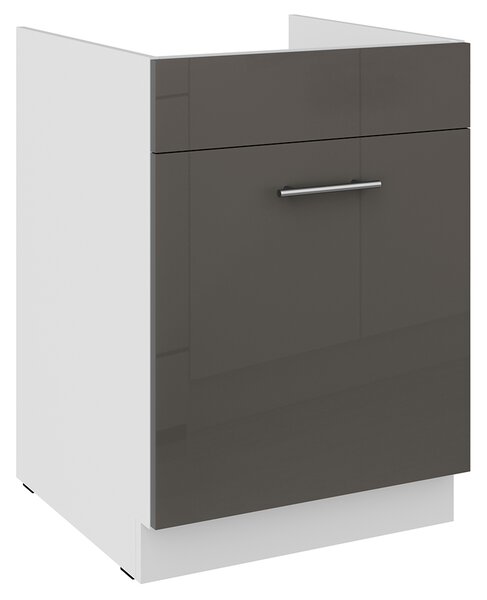 LARA gr | dolní skříňka 60ZL 1S dřezová s výsuvem | 60 cm | PREMIUM BOX | šedá lesk