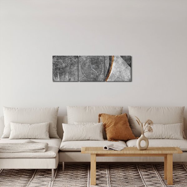 Obraz - Abstrakce v betonu (s hodinami) (90x30 cm)