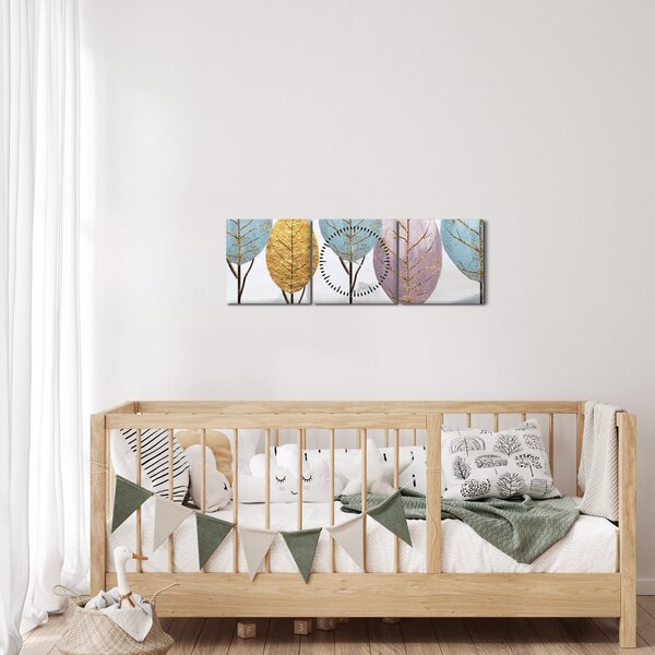 Obraz - Designové stromy (s hodinami) (90x30 cm)