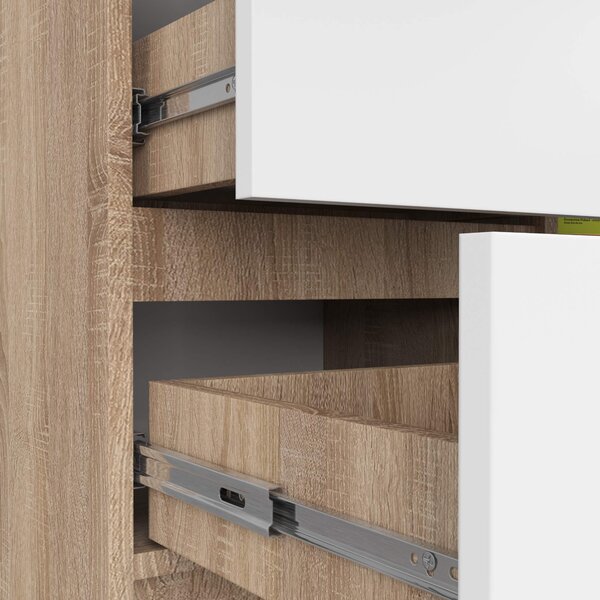 Ak furniture Komoda JERRY K 80 cm 1 dveře 3 zásuvky dub sonoma/bílá