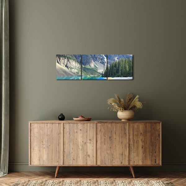 Obraz - Moraine Lake (s hodinami) (90x30 cm)