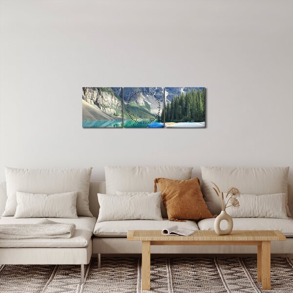 Obraz - Moraine Lake (s hodinami) (90x30 cm)