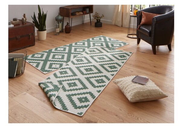 Zeleno-krémový venkovní koberec NORTHRUGS Malta, 80 x 250 cm