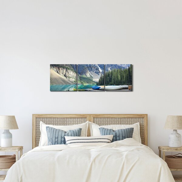 Obraz - Moraine Lake (s hodinami) (90x30 cm)