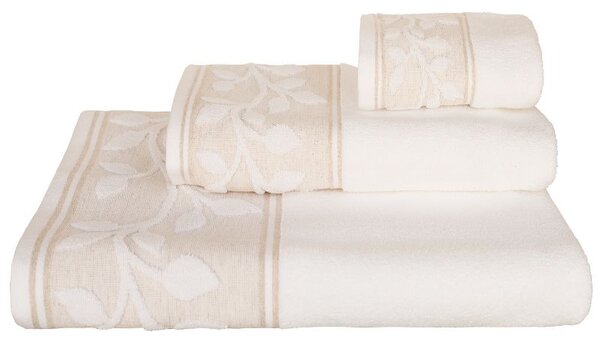 Ručník PURA lístečky bílá malý ručník 30 x 50 cm