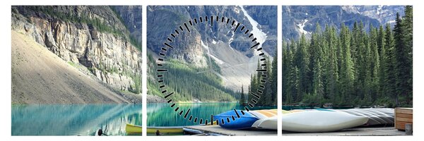 Obraz - Moraine Lake (s hodinami) (90x30 cm)