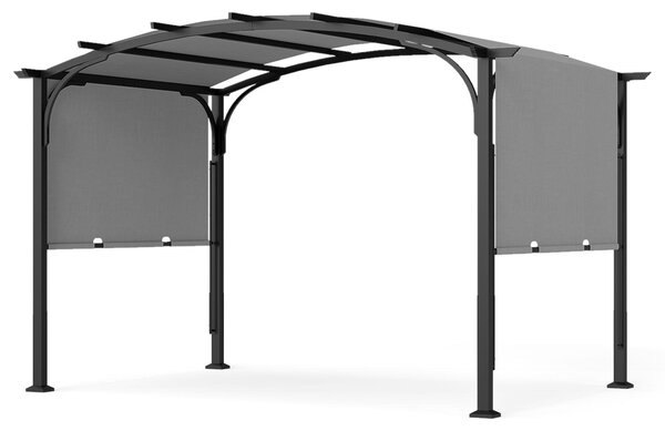 Pergola COSTWAY, altán 3 x 2,4 m s posuvnou střechou, zahradní altán s ochranou proti slunci, ocelový rám, zastřešení terasy